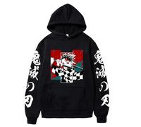 Satdflie Anime Demon Slayer Stampato Cappuccio Uomini Donne Harajuku Pullover Loog Manica Felpa Unisex Casual Cappuccio Tops, Fan Natale, Colore / 8, L
