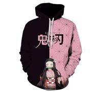 Satdflie Anime Demon Slayer Stampato Cappuccio Uomini Donne Harajuku Pullover Loog Manica Felpa Unisex Casual Cappuccio Tops, Fan Natale, Colore /4, M