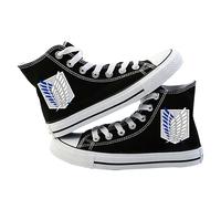 Satdflie Attack On Titan Tela Scarpe per Le Donne Uomini Unisex Alta Moda Trainer Stampato Adulto Casual Pizzo su Sneaker a Piedi, Colore/1, 44 Dimensioni