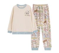 Satdflie Cinnamoroll Cartoon Pigiama Invernale in Pile Pigiama Due Pezzi Maglia Manica Lunga e Pantalone Lungo Flanella Camicia da Notte per Petite Donna Ragazza, Blu, XL