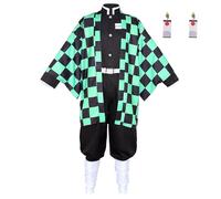 Satdflie Demon Slayer Cosplay Costume Kimono Robe Suit con cintura Set completo uniforme Natale Outfit Anime Fans Regalo