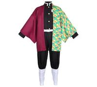 Satdflie Demon Slayer Costume Cosplay Kimono Abito con cintura Set completo unisex Abito di Natale e Halloween Regalo per fan degli anime, Tomioka Giyuu, taglia S