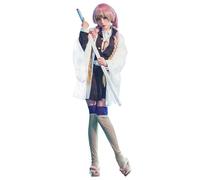 Satdflie Demon Slayer Costume Cosplay Kimono Abito con cintura Set completo unisex Abito di Natale e Halloween Regalo per fan degli anime, Kanroji Mitsuri, taglia L