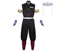 Satdflie Demon Slayer Costume Cosplay Kimono Abito con cintura Set completo unisex Abito di Natale e Halloween Regalo per fan degli anime, Uzui Tengen, taglia M