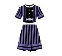 Satdflie Demon Slayer gonna a maniche corte set per le donne ragazze Cosplay costume 2PCS crop top Tee elastico-vita gonna Outfit, stile / 7, 3XL