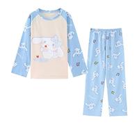Satdflie Donna Bambini Cinnamoroll Pijama Set per Ragazze Piccole e Grandi, Cartone Animato Stampa Collo Rotondo Pullover Loungewear Sleepset, 2PC Maniche Lunghe e Pantaloni Set, Blu / 2, S
