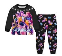Satdflie KPOP Cacciatori di Demoni Pigiama Set per Le Donne, 2pc Maniche Lunghe e Pantaloni Set, Rumi Mira Zoe Musica Festa Abiti da Letto, Fan Natale, Nero, Dimensione 150