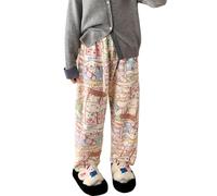 Satdflie Ragazze Pigiama Pantaloni Flanella Cotone Cartoon Print Sleep & Lounge Pantaloni Donna Pantaloni Famiglia Natale Casa Pantalone Kawaii Comfy Loungewear, Style/2, M