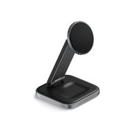 SATECHI 2 in 1 Qi2 Caricatore Wireless Pieghevole 15W | Supporto pieghevole da viaggio, compatibile con iPhone 17-12 e AirPods con custodia di ricarica wireless