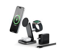 SATECHI 3 in 1 Qi2 Caricatore Wireless Pieghevole 15W | Supporto pieghevole da viaggio, compatibile con iPhone 17-12, Apple Watch e AirPods con ricarica wireless