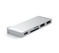 SATECHI 5 in 1 Hub USB C Combo Multiporta con 2x Porte USB-A 3.0, USB-C Dati e Ricarica, Lettori Micro/SD, Dongle in Alluminio per MacBook Air/Pro/Neo - Argento