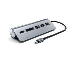 SATECHI 5 in 1 Hub USB C Combo per Scrivania in Alluminio con 3x Porte USB-A a 5Gbps e Lettori Schede Micro/SD (Senza Ricarica) per MacBook Air/Pro/Neo, Portatile - Grigio Siderale