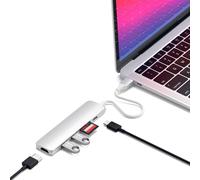 SATECHI 6 in 1 USB C Hub Slim Classic Multiporta con HDMI 4K a 60Hz, Ricarica PD da 60W, 2x Porte Dati USB-A, SD/MicroSD - per MacBook, Chromebook, ThinkPad, Surface e altro - Argento