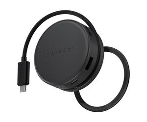 SATECHI 7 in 1 Hub USB C OntheGo™ Magnetico, Adattatore con PD 100W, HDMI 4K@60Hz, Ethernet, 2x USB-A 5Gbps, SD/microSD e Cavo Avvolgibile, per MacBook, Laptop - Nero Spaziale