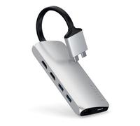 SATECHI 8 in 1 Hub Dual USB C Multimedia in Alluminio con 2x HDMI 4K@60Hz, PD 60W, Ethernet, 2x USB-A 3.0 fino a 5Gbps, Lettori microSD/SD per MacBook Air & Pro M5 M4 - Argento