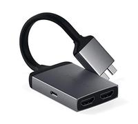 Satechi Adattatore Dual HDMI Tipo-C in Alluminio 4K 60Hz con Ricarica USB-C PD - Compatibile con MacBook Pro/Air M2 2022, MacBook Pro M1 Pro e Max 2021 (Grigio Siderale)
