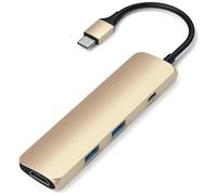 SATECHI - Adattatore Multiporta Sottile Tipo-C in Alluminio con Porta di Ricarica USB-C, Uscita Video 4K HDMI, 2 Porte USB 3.0 Compatibile con MacBook