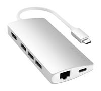 Satechi, Adattatore V2 USB-C 4K Ethernet con 3 porte USB-A 3.0 e lettore SD