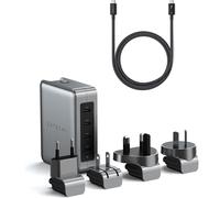 SATECHI Bundle Caricatore GaN 145W USB-C 4 Porte PD 3.1/3.0 + Cavo Thunderbolt 4 1m 40Gbps 240W 8K - Ricarica Multi-Dispositivo e Trasferimento Dati Ultra Veloce