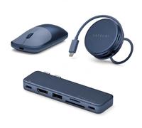 Satechi Bundle Mouse Wireless Slim EX, Hub USB-C OntheGo 5 in 1 e Hub USB-C Snap 6 in 2 (Indaco) Bundle