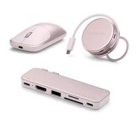 Satechi Bundle Mouse Wireless Slim EX, Hub USB-C OntheGo 5 in 1 e Hub USB-C Snap 6 in 2 (Rosa Pastello) Bundle