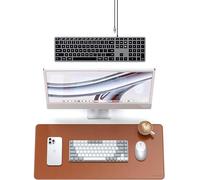 SATECHI Bundle Tappetino Mouse XXL 68x31,5 cm in Pelle PU Marrone + Slim W3 Tastiera Cablata USB-C Retroilluminata con Tastierino Numerico QWERTY US per MacBook, iMac, iPad