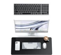 SATECHI Bundle Tappetino Mouse XXL 68x32 cm Nero in PU + Slim X2 Tastiera Bluetooth Retroilluminata con Tastierino Numerico QWERTY US per MacBook, iPad e iMac