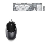 Satechi C1 Mouse USB-C Cablato in Alluminio con DPI Regolabile SM3 Tastiera Meccanica Wireless Full Size 108 Tasti, Bluetooth e 2,4 GHz, Retroilluminata, Layout QWERTY USA, per Mac e Windows