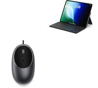 Satechi C1 Mouse USB-C Cablato in Alluminio + OntheGo™ Tastiera Wireless Bluetooth Compatta con Supporto Regolabile, Multidispositivo, Ricaricabile USB-C per Mac Mini M1 M2, MacBook, iPad e Windows -