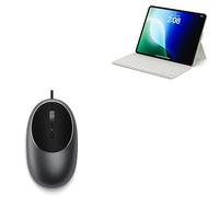 Satechi C1 Mouse USB-C Cablato in Alluminio + OntheGo™ Tastiera Wireless Bluetooth Compatta Multidispositivo con Supporto Regolabile, Ricaricabile USB-C, per Mac Mini M1 M2, MacBook, iPad e Windows