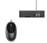 Satechi C1 Mouse USB-C Cablato in Alluminio Slim W3 Tastiera Cablata Retroilluminata USB-C con Tastierino Numerico, Layout QWERTY US, per MacBook, iMac, iPad e Windows - Grigio Siderale