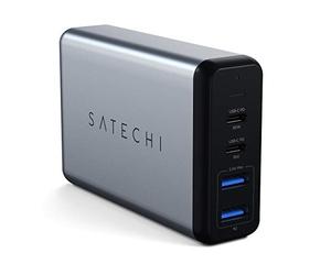 SATECHI Caricatore Adattatore da Viaggio Doppio Type C PD 75W con 2 USB C PD e 2 USB 3.0 - Compatibile con MacBook Pro 2020/2019, MacBook Air 2020, iPad Pro/Air M1, iPhone 14 Pro Max/14 Pro/14/14 Plus