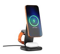 SATECHI Stazione di Ricarica Wireless 3 in 1 Qi2, Caricatore Magnetico 25W Pieghevole per iPhone, Apple Watch, AirPods, Adattatore USB-C 45W Incluso, Compatibile con MagSafe - Nero Siderale