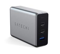SATECHI Caricatore USB C GaN 100W, 3 Porte, Compatto | 2x Porte USB-C e 1x USB-A, per MacBook Air/Pro/Neo, iPad, iPhone, AirPods, Apple Watch, Android e Windows