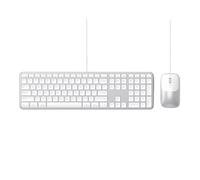 SATECHI Combo Tastiera e Mouse con Cavo Slim CLX3, QWERTY US, Argento | Layout Americano, tastiera e mouse con cavo, USB-C Plug and Play, per Mac, PC Windows e Android