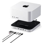 SATECHI Hub e Supporto Mac Studio e Mac Mini M1/M2, Case SSD NVMe/SATA | USB-C 10 Gbps, 3x USB-A, micro/SD, audio 3,5 mm, per Mac Studio M5 Max, M5 Ultra, M4-M1 e Mini M2/M1 (non Mac Mini M4)