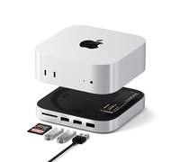 SATECHI Mac Mini M4 Hub & Stand con custodia SSD NVMe,Dock con 2 USB A 10 Gbps, porta dati USB A, lettore di schede SD per MacMiniM4/Pro - Argento