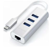 SATECHI - Hub USB-C 2 in 1 - 3 Porte Usb 3.0 + Ethernet Argento