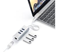 SATECHI Hub USB C 2 in 1 con Ethernet Gigabit, Argento | 3x Porte USB 3.0, adattatore multiporta in alluminio, per MacBook Air/Pro/Neo, laptop Windows, tablet, iPad e altro