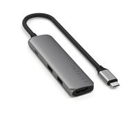 SATECHI Hub USB C 4 in 1 Slim Plus, PD 100W, HDMI 4K, Grigio Siderale | 2x Porte USB-A 10Gbps, video 4K@60Hz, per MacBook Air/Pro/Neo, laptop Windows e altro