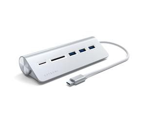 SATECHI Hub USB C 5 in 1 Combo per Scrivania, Argento | 3x Porte USB-A a 5Gbps, lettori Micro/SD, design da scrivania in alluminio, per MacBook Air/Pro/Neo (senza ricarica PD)