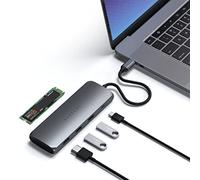SATECHI Hub USB C 5 in 1 con Alloggiamento SSD M.2 SATA, HDMI 4K@60Hz, Ricarica PD 100W, 2 Porte USB-A 3.1 10Gbps per MacBook Air & Pro M5 M4, Portatile - Grigio Siderale