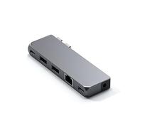 SATECHI Hub USB C 6 in 2 Pro, Doppio Connettore USB-C, 40Gbps, Grigio | Per MacBook Air e Pro, video fino a 5K@60Hz, Ethernet, 1x USB-C e 2x USB-A a 5Gbps, porta audio