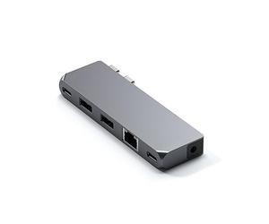 SATECHI Hub USB C 6 in 2 Pro, Doppio Connettore USB-C, 40Gbps, Grigio | Per MacBook Air e Pro, video fino a 5K@60Hz, Ethernet, 1x USB-C e 2x USB-A a 5Gbps, porta audio