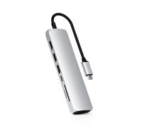 SATECHI Hub USB C 7 in 1 Slim Classic Adattatore Multiporta con Ethernet, PD 60W, HDMI 4K@60Hz, 2x Porte USB-A Dati 5Gbps e SD/microSD per MacBook Air/Pro/Neo, PC Portatile - Argento
