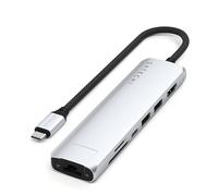 SATECHI Hub USB C 7 in 1 Slim Plus, PD 100W, HDMI 4K, Argento | Ethernet, video 4K@60Hz, 2x Porte USB-A 10Gbps, lettori SD/microSD, per MacBook Air/Pro/Neo, laptop Windows e altro
