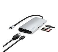 SATECHI USB-C Hub Multiporta Adattatore V3, 8 in 1 USB-C Dongle con 8K HDMI, 85W USB-C Carica PD, 4 Porte Dati USB-C, Ethernet, Lettore Schede SD per Mac, Windows - Argento