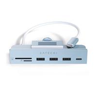 SATECHI Hub USB C con Morsetto per iMac 24" M1 2021 e Apple Studio Display con USB-C Dati, 3x USB-A 3.0, Lettori Micro/SD - Non Compatibile con iMac 2020 e Precedenti - Blu