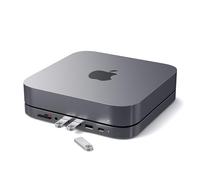 SATECHI Hub USB C e Supporto 7 in 1 per Mac Mini M2/M1 con 3x Porte USB-A e 1x USB-C a 5 Gbps, Lettori Micro/SD, USB 3.0 e Porta Audio 3,5 mm (Non Compatibile con Mac Mini M4) Grigio Siderale