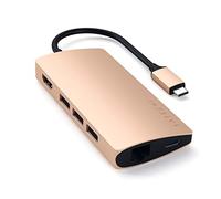 SATECHI Hub USB-C multiporta 8 in 1 V2, HDMI 4K, PD 115 W, 3x USB-A, Ethernet, SD/microSD, per MacBook Air e Pro, iPad, iPhone, Windows, Surface, ThinkPad, Chromebook e altro - Oro